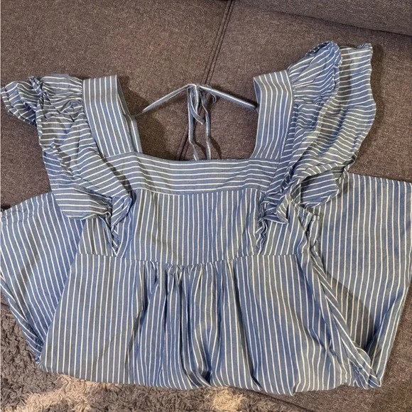 Urban Outfitters Blue Striped Ruffle Dress - Picture 4 of 5